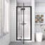 Porte de douche à double pivot 32 po x 72 po à cadre pivotant noir, verre trempé transparent de 1/4 po, enceinte pliante peu encombrante avec poignée en acier inoxydable, installation réversible-131495480
