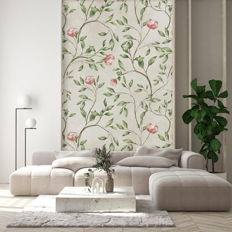 Abstract Floral Peel & Stick Floral Border, 132" L x 48" W