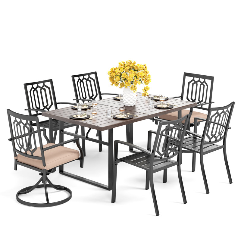Stoneham 6 - Person Patio Dining Set with Rectangular Table , Cushions Included