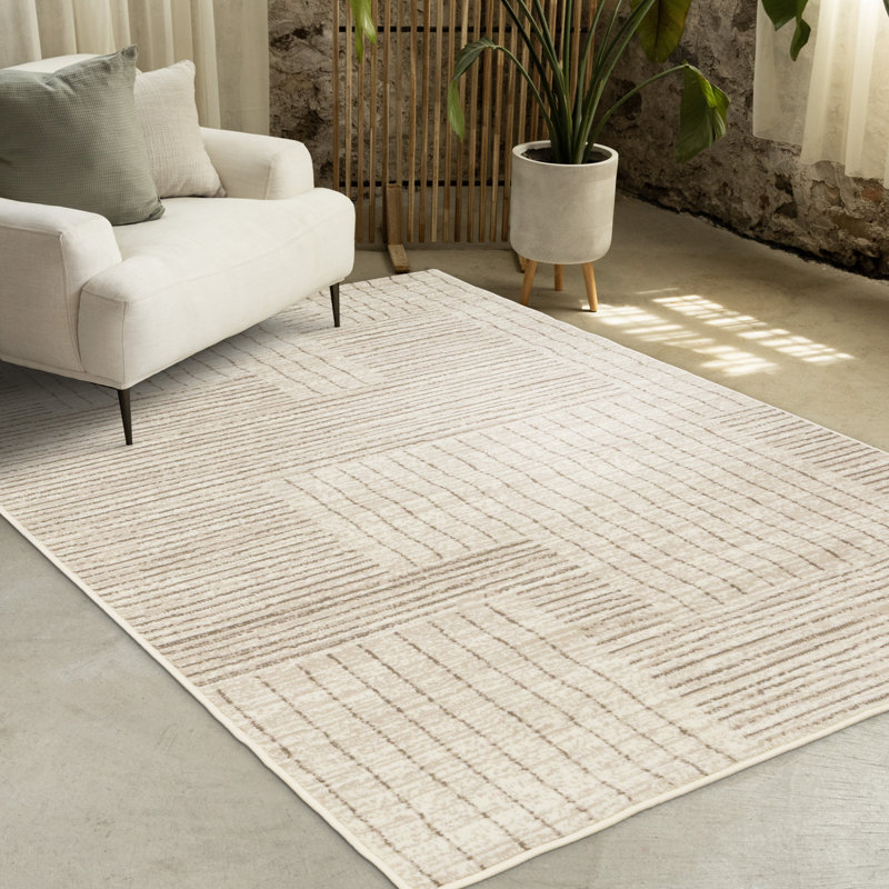 Tapis beige crème Manzelli, Rectangle 7 pi 9 po x 10 pi 6 po
