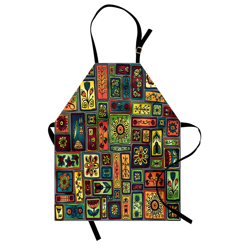 Multicolore tablier East Urban Home Hipster unisexe, feuilles et cœurs