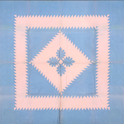 Knotted 1920s Quilt Antique America Multicolor Wool Rug