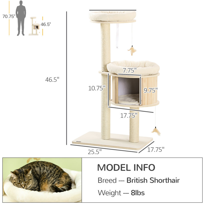 Arbre à chat à 3 niveaux, poteaux à griffer, coussins moelleux et zones de jeu. Sécuritaire pour les petits félins, amusant comme tour. Petits chats, cadeau de réception