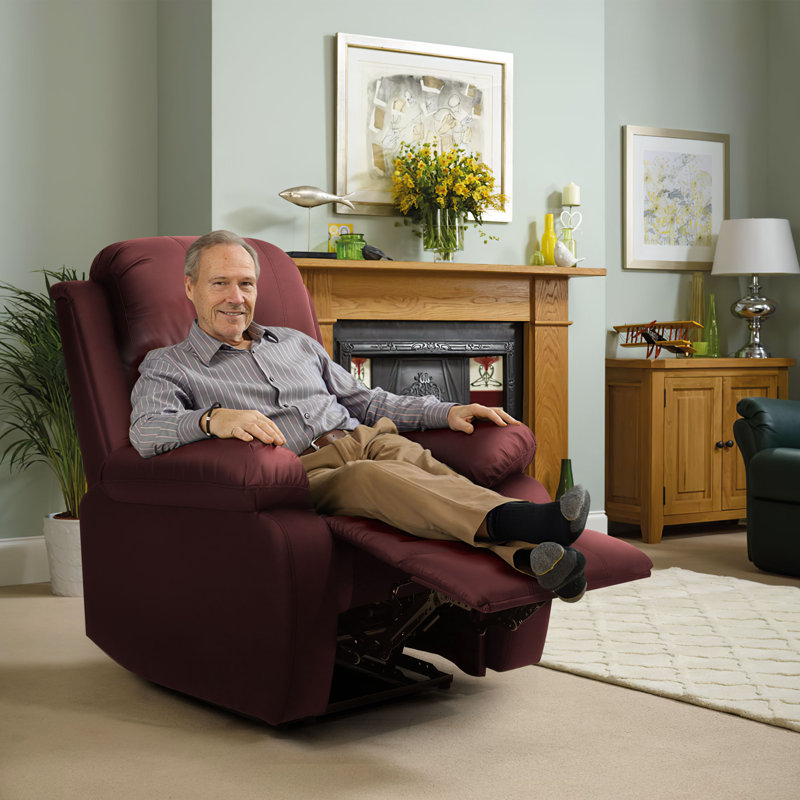 Kyilaa Vegan Leather Reclining Chair, Red Faux Leather