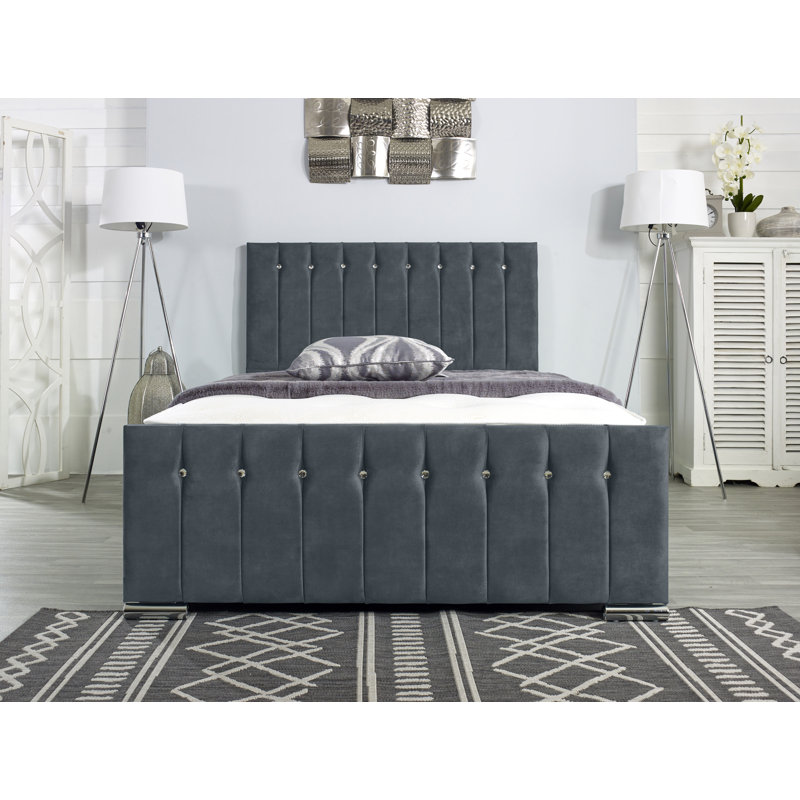 Fausley Upholstered Bed Frame, European Double (140 x 200cm), Steel