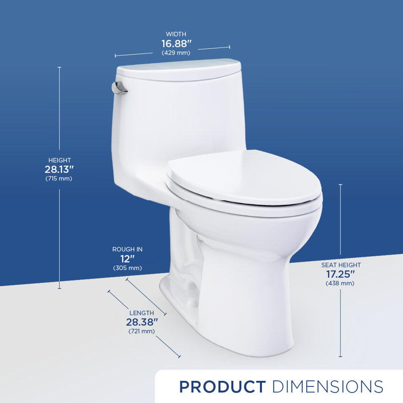 TOTO Ultramax One-Piece Elongated 1.28 GPF Universal Height Toilet with CEFIONTECT and SS114 SoftClose Seat, Sedona Beige - MS608114CEFG#12