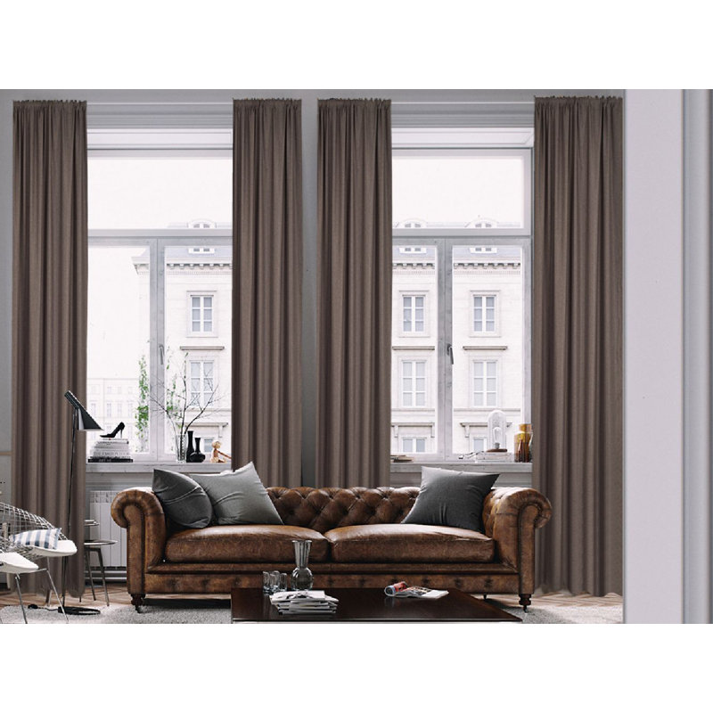 Extra Long & Extra Wide Faux Linen Decorative Curtain Single Panel, 140cm Width x 265cm Drop, Grey
