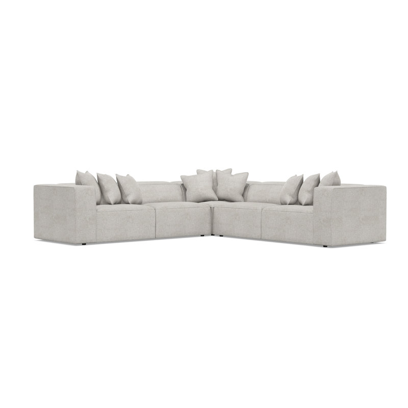 Bliss Sectional, Light Gray Polyester, 28" H x 123.5" W x 123.5" D