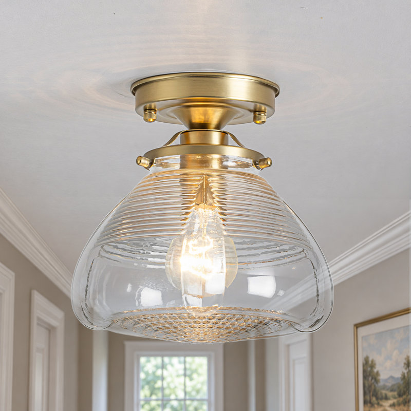 Modern Clear Glass Shade Semi-Flush Mount