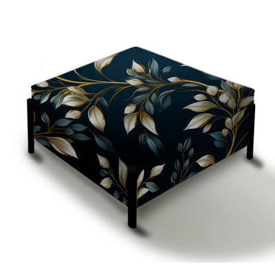Gold And Blue Royal Botanical Vines - Floral Large Square Ottoman