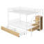 Lit superposé simple au-dessus d'un lit double en métal avec échelle de rangement et armoire latérale