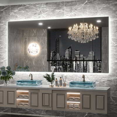 Miroir de salle de bain avec éclairage à DEL rétroéclairé sans cadre