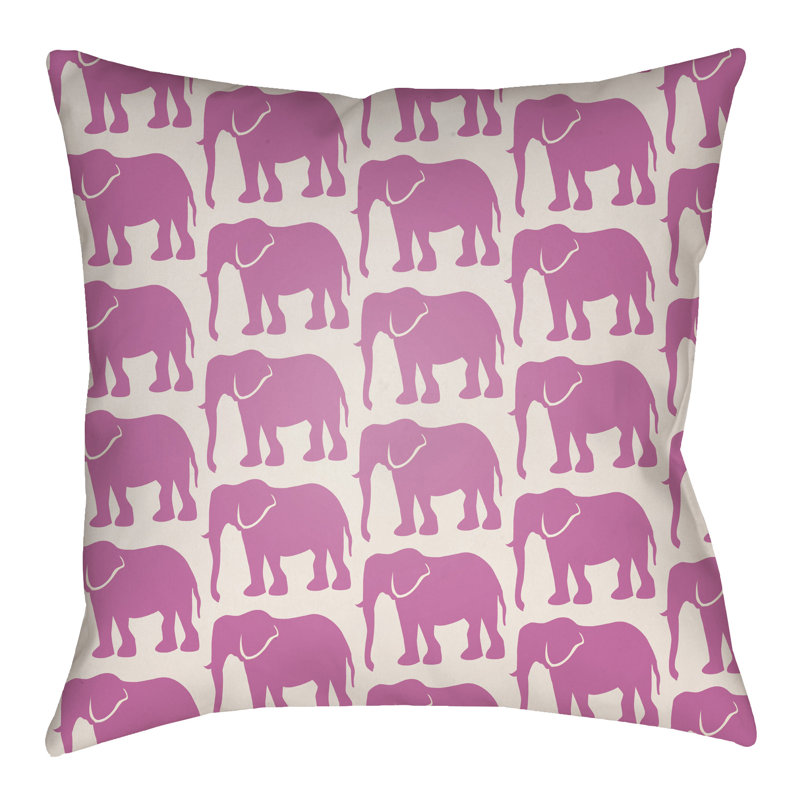 Lolita Elephant Geometric Outdoor Throw Pillow, 20" H x 20" W, Fuchsia/Ivory