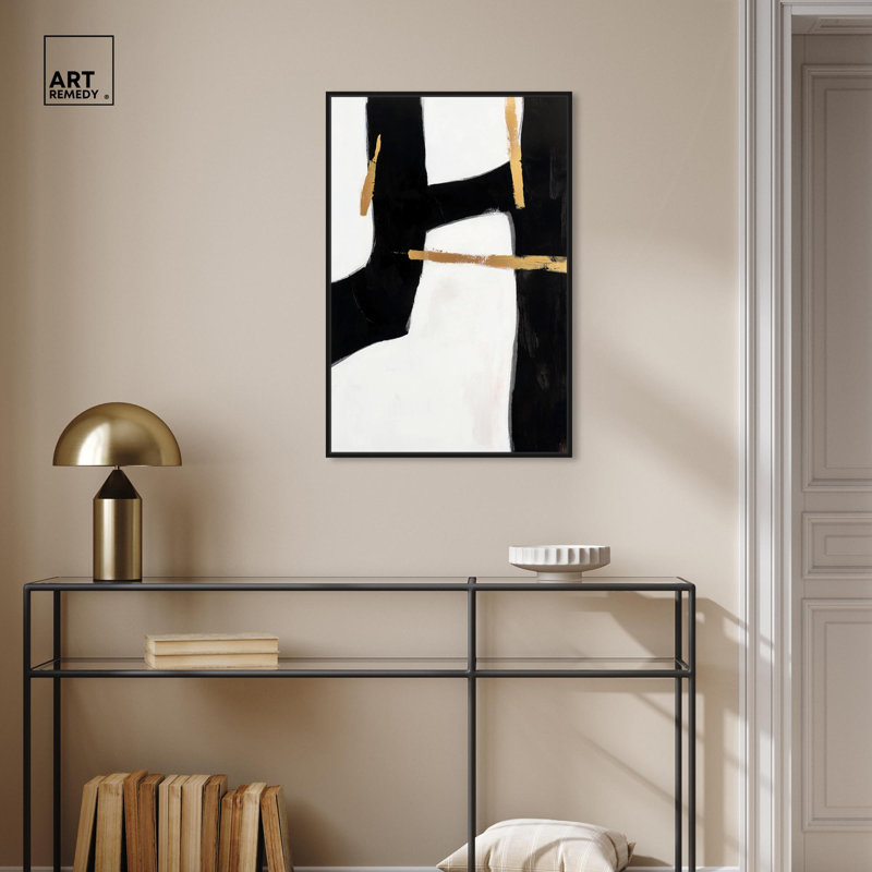 Art Remedy, toile d'art en noir et blanc Urban Grid I, H 31 po x l 21 po, Cadre flottant noir