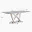 Table de salle à manger en marbre pour 6 personnes, table de salle à manger rectangulaire en faux marbre 70 po avec base en acier inoxydable à finition miroir, table de cuisine moderne en marbre de grande taille (argent, gris)-2006663044-2006663051