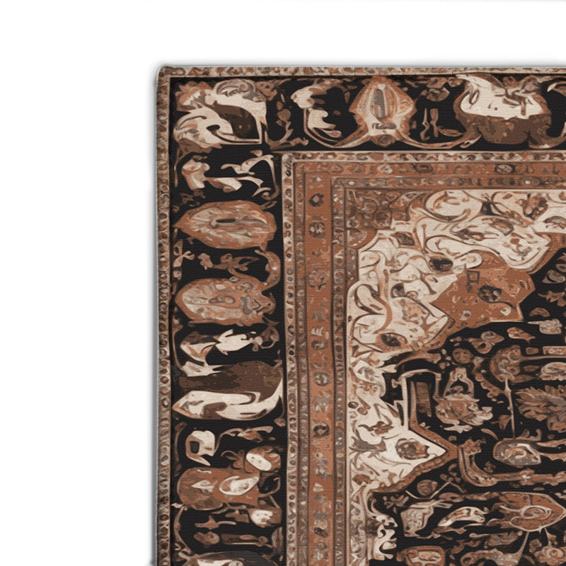 Tapis d'intérieur et d'extérieur brun Persian, Rectangulaire 8 pi x 10 pi