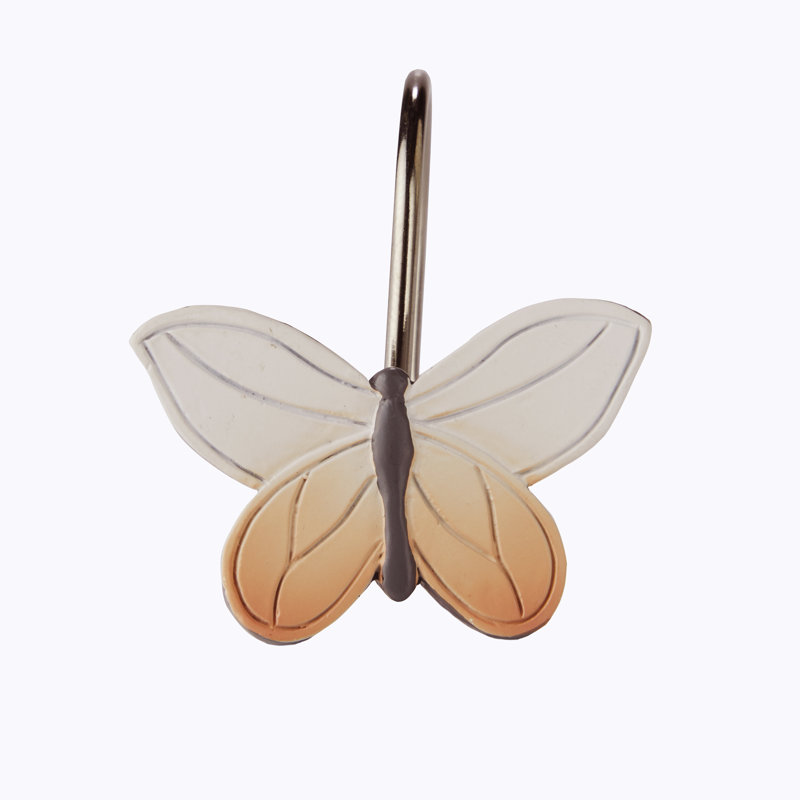 Butterfly Painted Resin Shower Curtain Hook Set, 12 Pieces