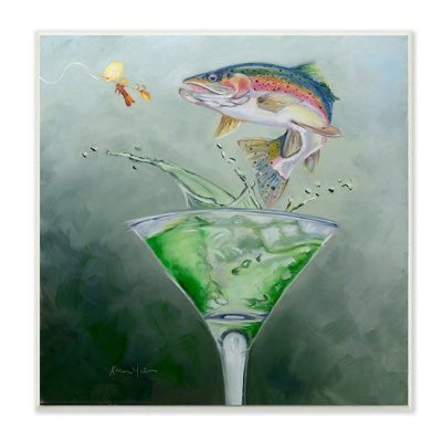 «Fishing for Rainbow Trout Martini Cocktail», reproduction d'impression