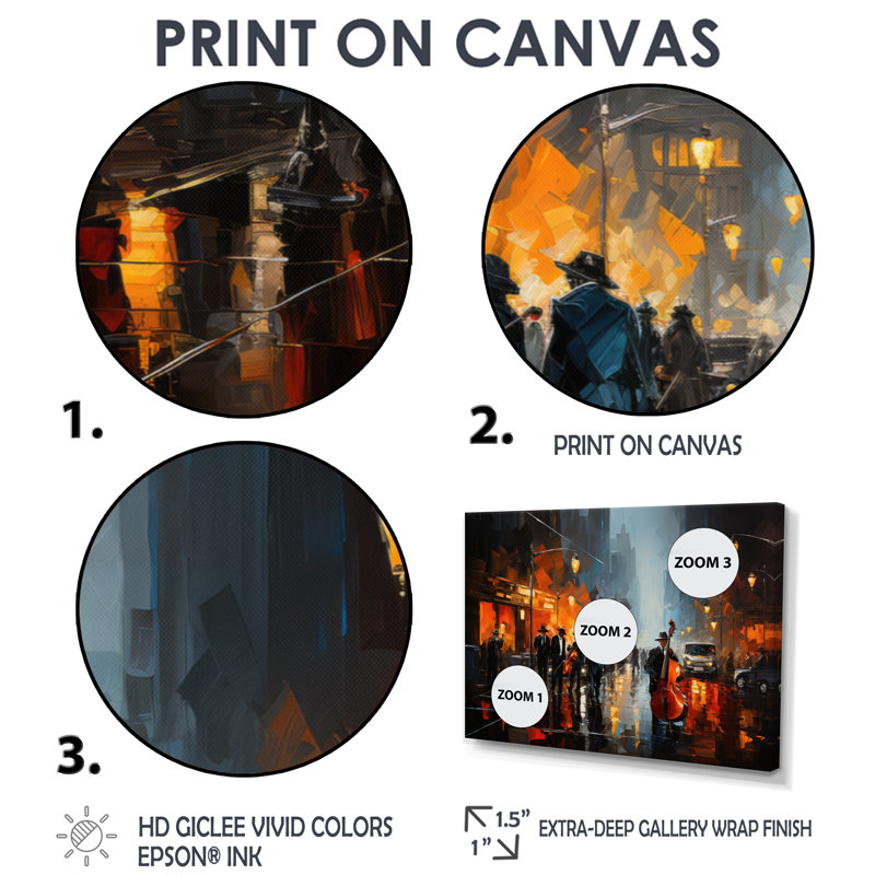 Jazz African American Harlem City - African American Art Canvas Prints, Harlem Jazz wall art, 24" H x 32" W, Black