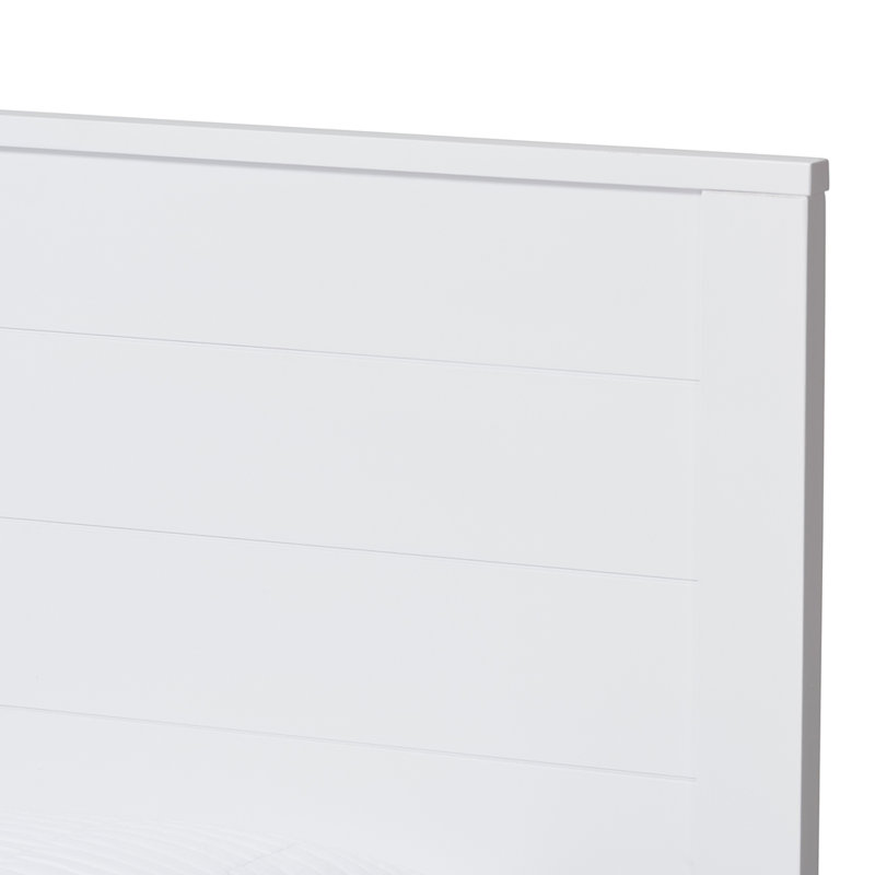 Lit plateforme en bois massif Louisville, Simple, Blanc