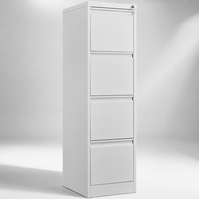 4-Drawer Metal Vertical File Cabinet with Lock, High Load-Bearing Capacity, and Anti-Tipping Design for Office and Home Use