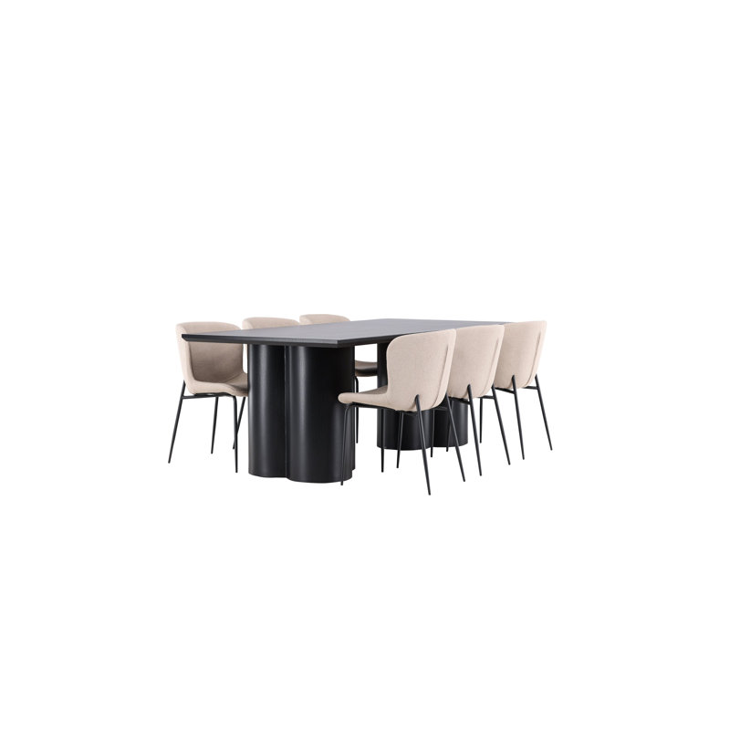 Wentworth 6 - Person Dining Set, Beige, Beige, Black