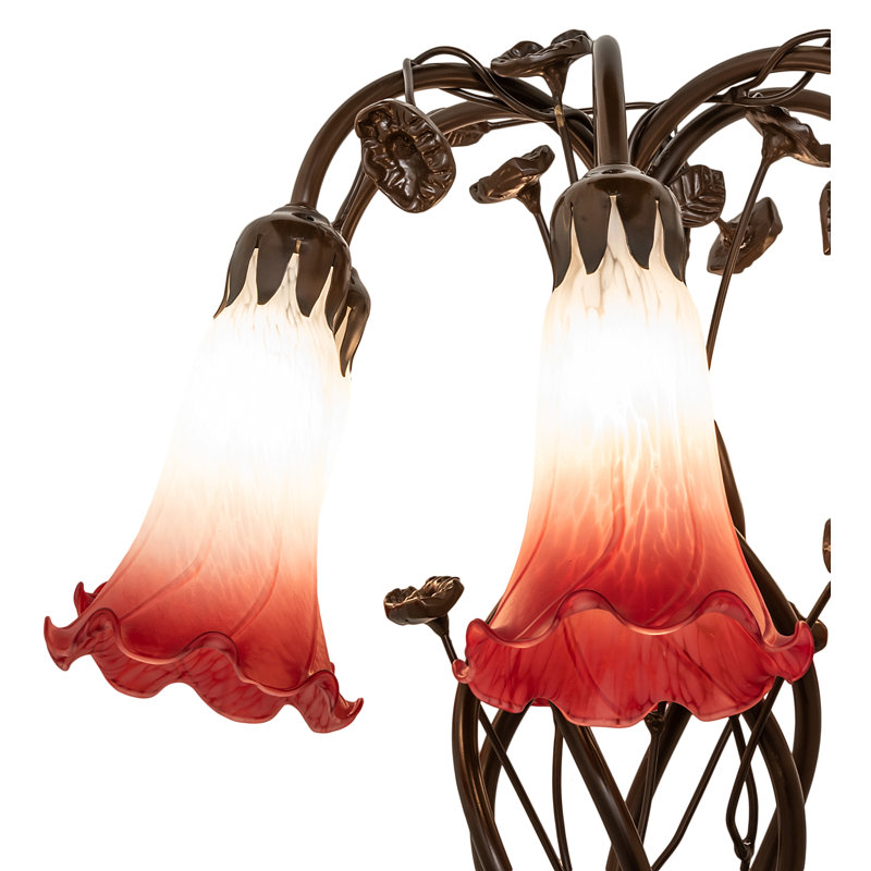 Meyda Tiffany & Stained Glass Table Lamp, Red/White