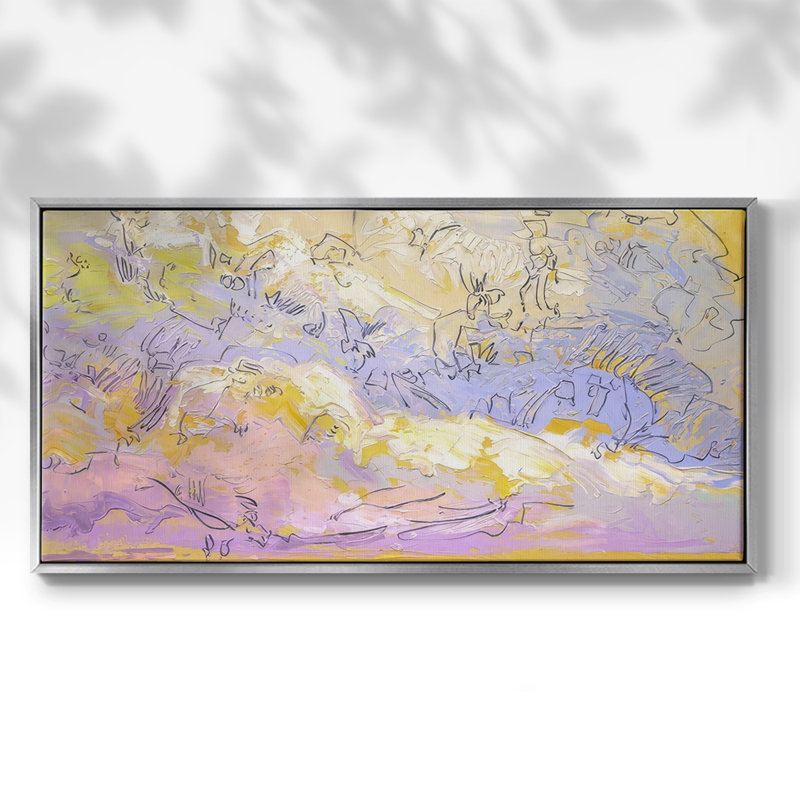 «Dreaming of You», toile tendue avec châssis encadré, prête à être accrochée, H 17 po x l 33 po, Argent argent