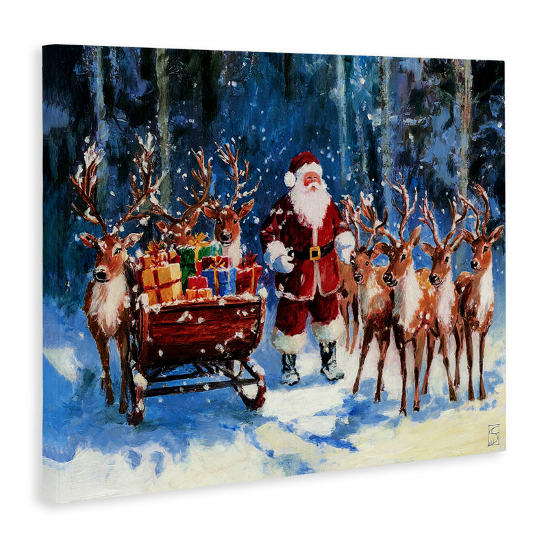 Renne du Père Noël et toile de traîneau, design par Sara Culpepper, H 16 po x l 20 po