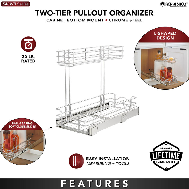 Two-Tier Undersink Steel Wire Pullout Organizer