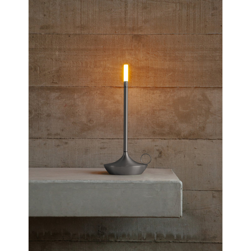 Candle-Inspired Portable Rechargeable Lamp - Wick, 10.2" H x 4.7" W x 4.7" D, Graphite