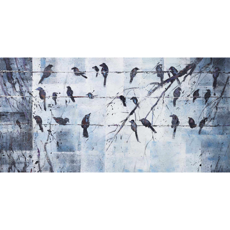 Abstract birds on electric wire - 15.75"x31.50" Desk mat