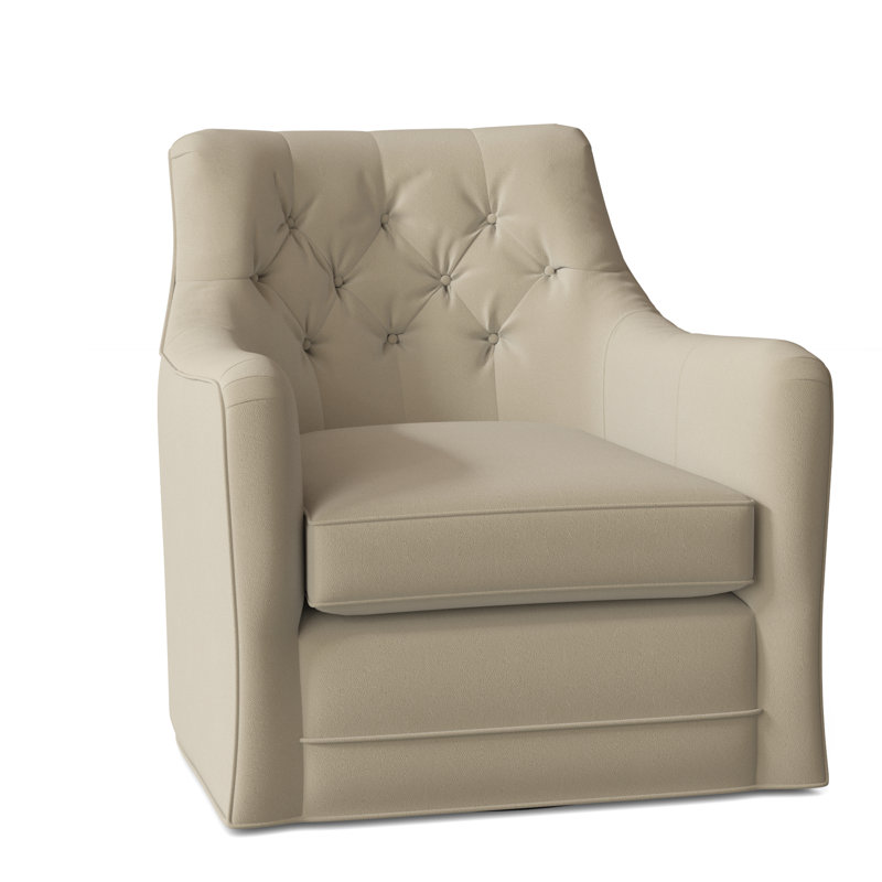 Fauteuil pivotant touffeté l 32 po Emery, Cuir véritable 1181 perle