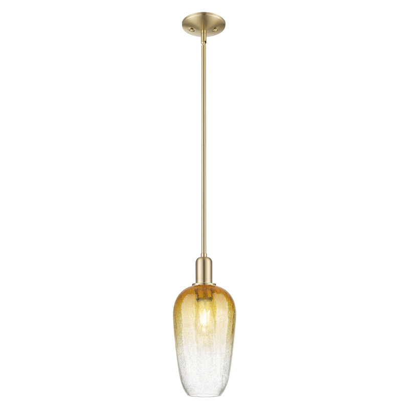 Downtown Urban - Brookhaven Flute - 1 Light 7" Stem Hung Mini Pendant, Amber, Champagne Bronze