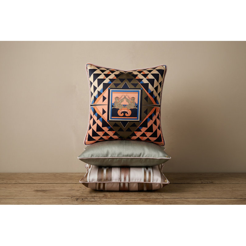 Zeugma Geometric Printed Silk Pillow