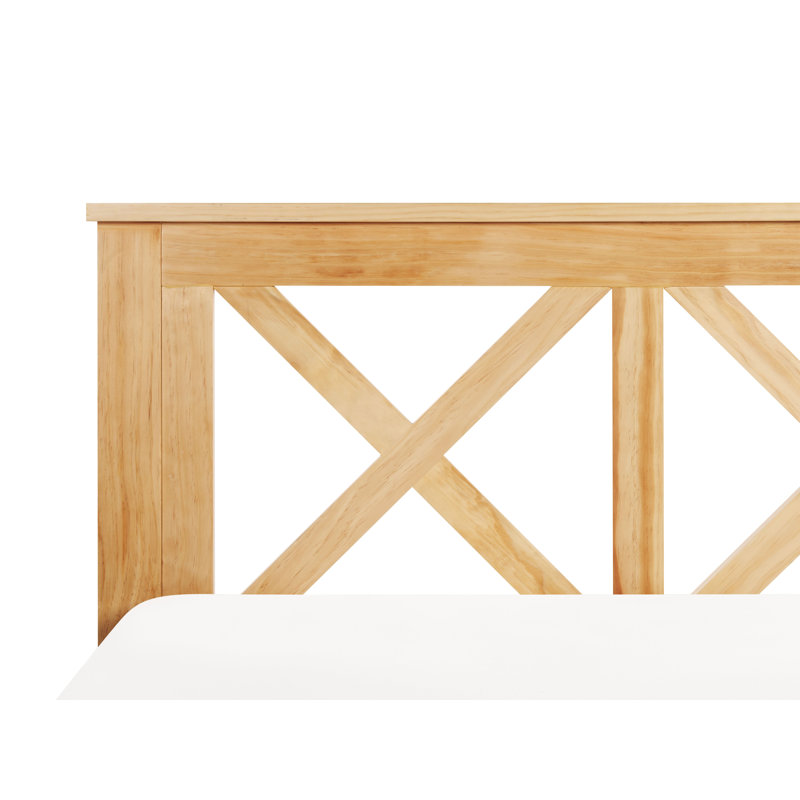 Zarah Solid Wood Bed, European Double (140 x 200 cm), Light Brown
