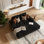 Canapé modulaire convertible 79,5 po, tissu velours côtelé doux, fauteuil-lit moderne moelleux, siège double surdimensionné pour le salon - noir