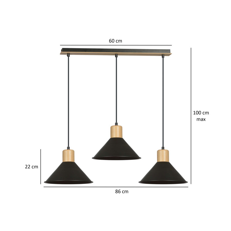 Sweetwater 3 - Light Kitchen Island Pendant, Black