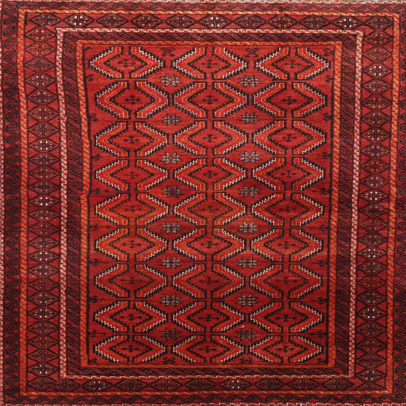 Tapis beige/brun/rouge traditionnel, Rond 5 pi