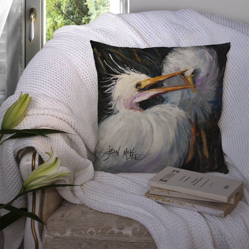 Coussin intérieur/extérieur White Egret, H 18 po x l 18 po x P 5,5 po