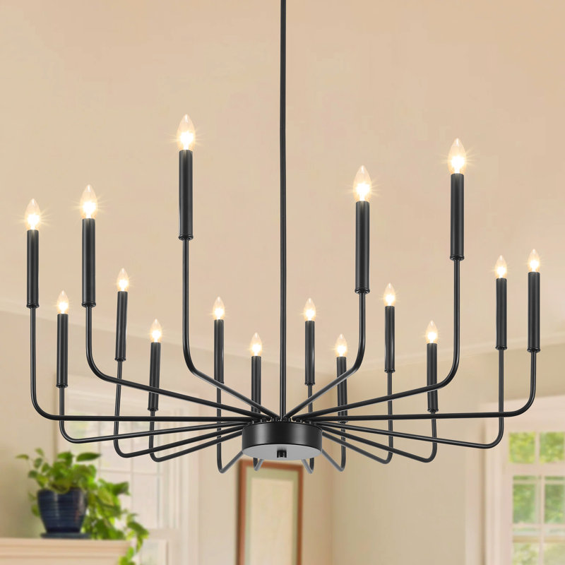 Tamerah Dimmable Candle-Style Classic / Traditional Chandelier, Matte Black, 16