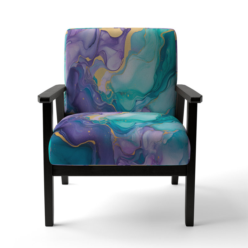 Berdahl Marble Upholstered Armchair, Turquoise/Purple, Black