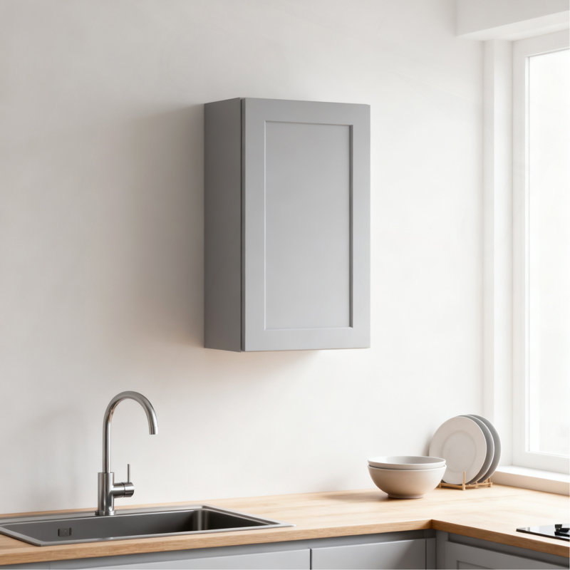 Armoire murale 1 porte et 2 tablettes en bois massif pour rangement dans la cuisine, salle de bain, buanderie, tablettes réglables prêtes à assembler (l 21 po x P 12 po x H 36 po) (une seule pièce)