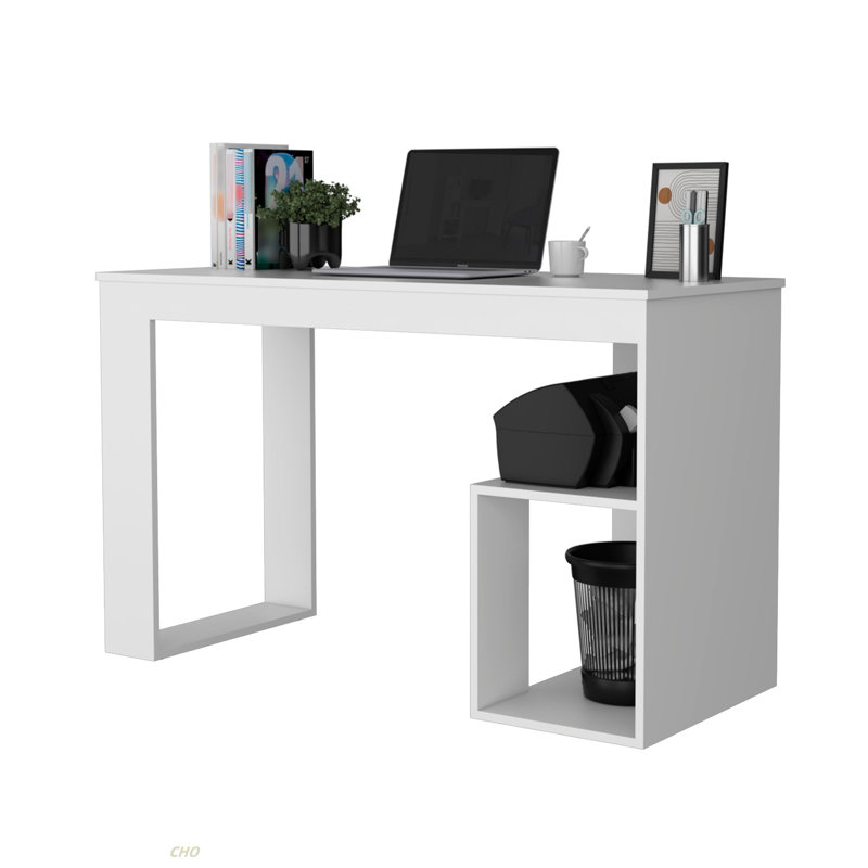 Bureau d'écriture blanc à deux tablettes