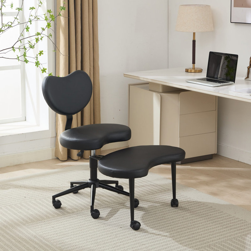 Chaise de méditation en polyuréthane avec roues, support lombaire et repose-pieds Moshay