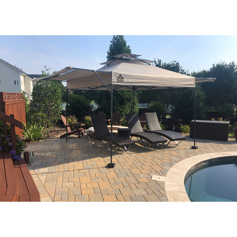 Taupe 17 Ft. Steel Pop-Up Canopy with Dual Awnings