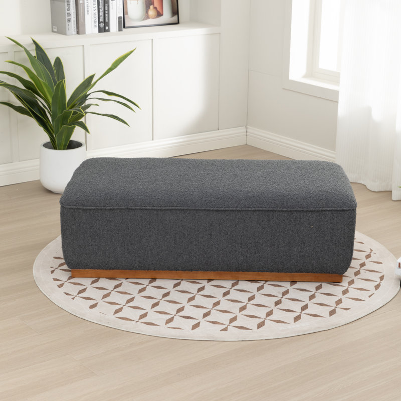 Lolington Rectangular Solid Wood Ottoman, Gray