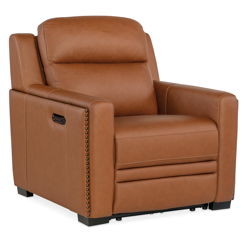 MS Recliner, Brown Genuine Leather