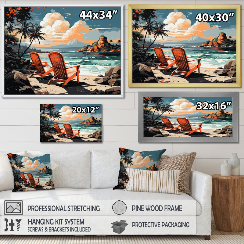Ambriah Beach Tropical Vibes VI sur toile, 12" H x 20" W, Cadre flottant doré