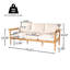 Canapé d'extérieur en bois d'acacia 3 places Terassi, finition teck clair avec coussin beige